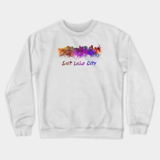 Salt Lake City skyline in watercolor Crewneck Sweatshirt